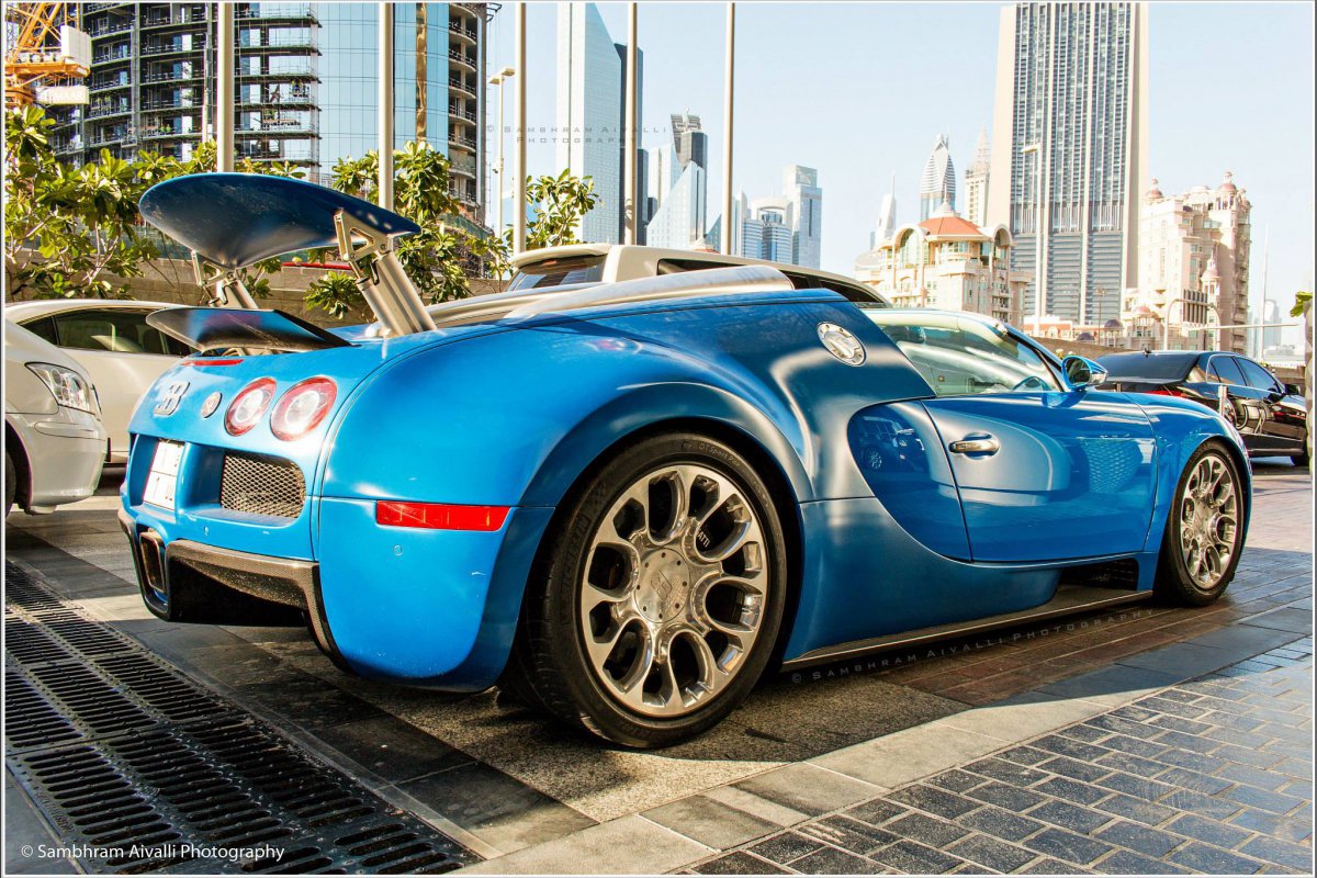 Blue Saudi Bugatti Veyron Grand Sport in Dubai