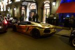 GOLD Saudi Lamborghini Aventador roadster in Paris.